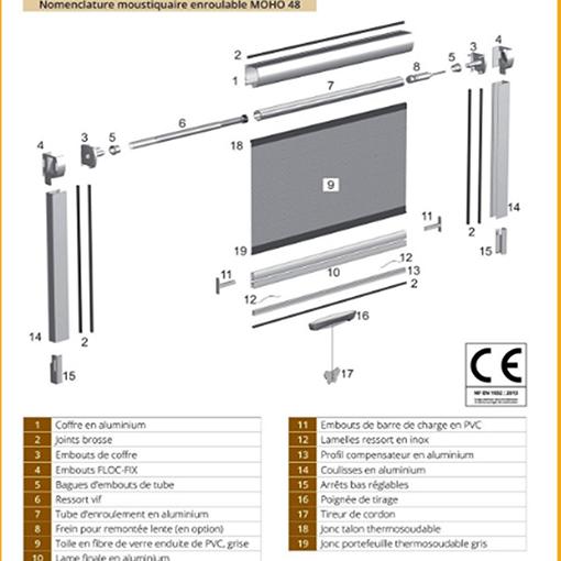Moustiquaire modèle b- Moustiquaire enroulable, coffre de 48 mm - S