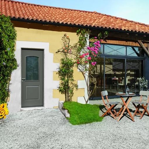 Porte Acier modèle ABLETTE - Porte d'Entrée cadre Aluminium et ouvrant Acier- S